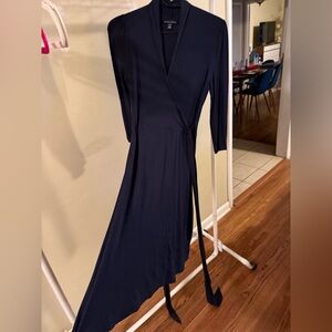 Navy jersey wrap dress